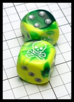 Dice : Dice - 6D - Skull Dice Yellow Green - GenCon Aug 2015